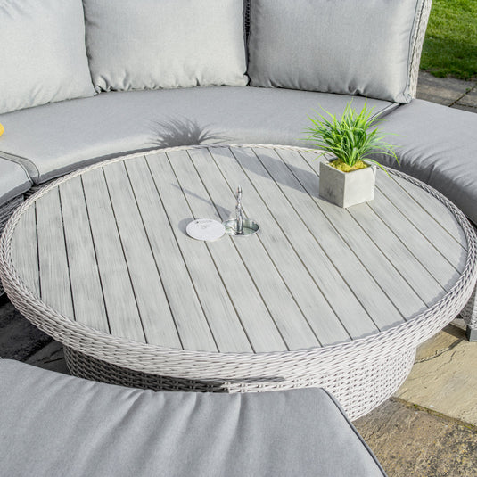 LG Outdoor Oslo Curved Dining Modular Set with Crank Adjustable Table