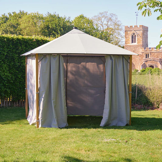 Sanctuary Oak 3 x 3m Fabric Gazebo with Solar Lights