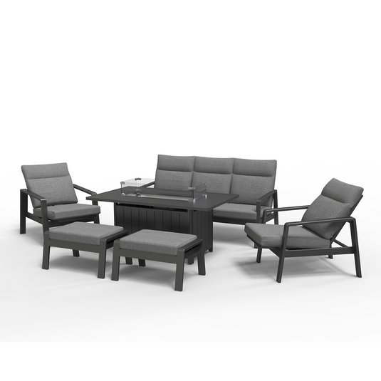 Santorini Dusk Lounge Dining Set with Gas Firepit