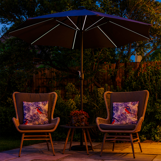 Jasmine Solar-Powered 2.7m Light Up Parasol - Navy