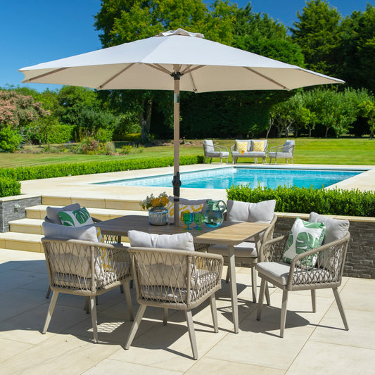Sarasota 6 Seat Dining Set with 3.0m Parasol