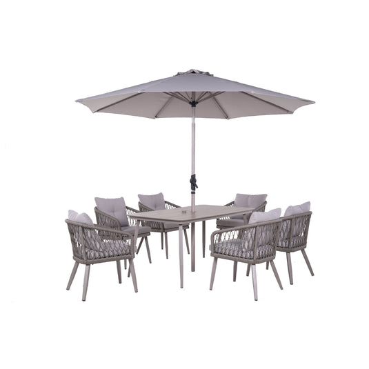 Sarasota 6 Seat Dining Set with 3.0m Parasol