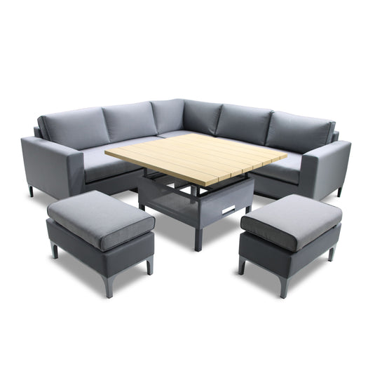 LG Outdoor Stockholm Fully Upholstered Modular Dining Set with Adjustable Table