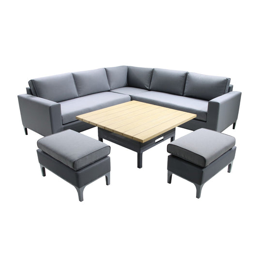 Stockholm Fully Upholstered Modular Dining Set With Adjustable Table