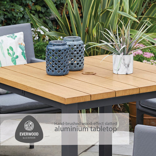 Stockholm 4 Seat Dining Set With Armchair And Deluxe 2.5m Parasol