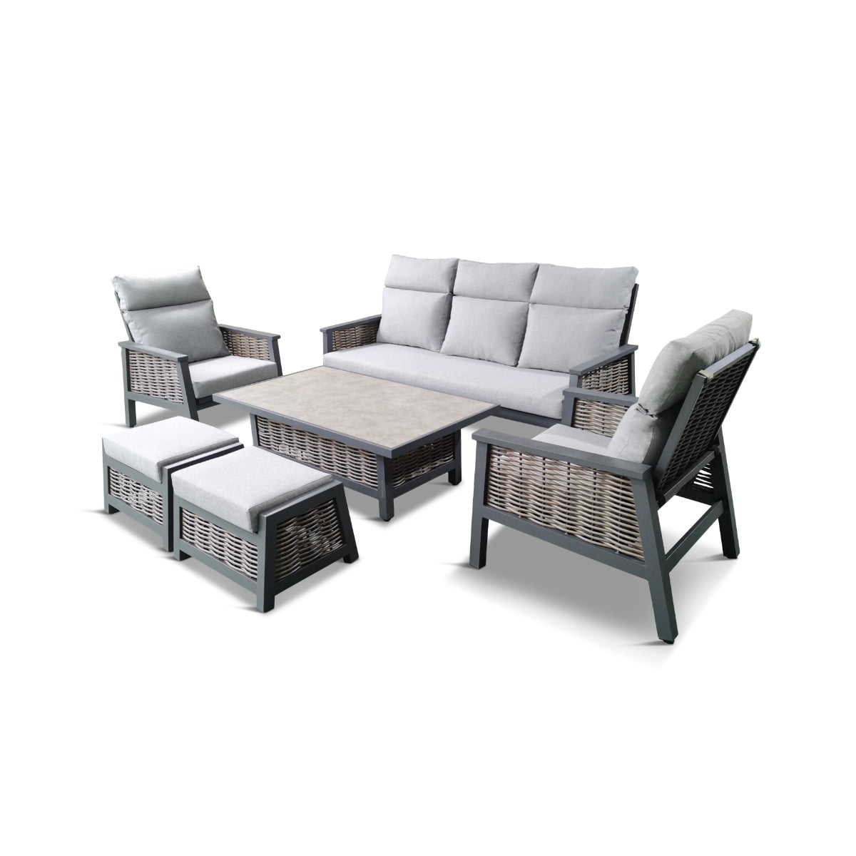 LG Outdoor Seville Lounge Dining Set with Adjustable Table