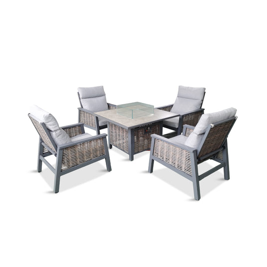 LG Outdoor Seville Relaxer Set with Gas Firepit Table