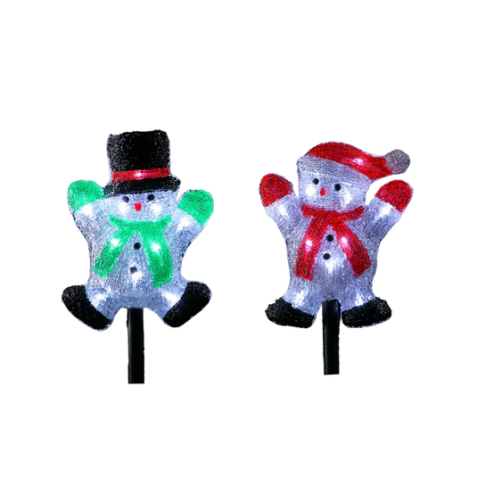 Set of 2 Acrylic Snowmen Stakes