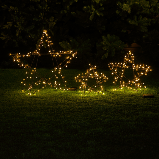55cm Battery Operated Folding Black Wire Star - 180 Warm White LEDs