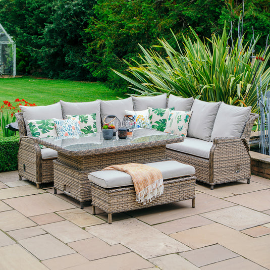 LG Outdoor Lyon Rectangular Modular Dining Set with Adjustable Table