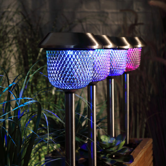 Colour Changing Solar Mesh Stake Lights (Set of 4)