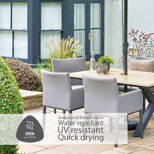 Venice 6 Seat Dining Set With Dining Chair And 3.0m Deluxe Parasol