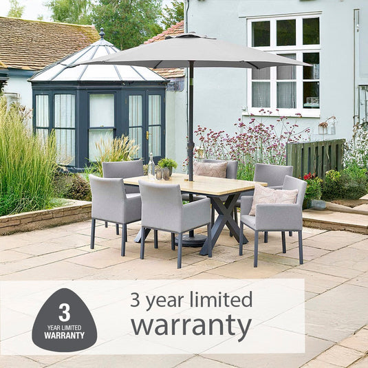 Venice 6 Seat Dining Set With Dining Chair And 3.0m Deluxe Parasol