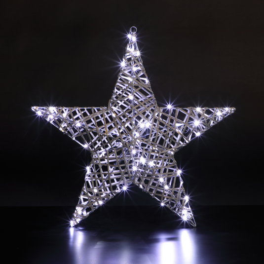 70cm Grey Rattan Star - 70 LEDs