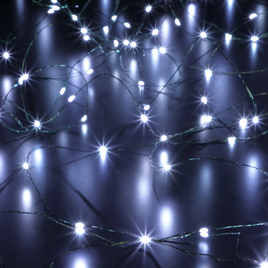 480 White Micro String Lights with Green Cable