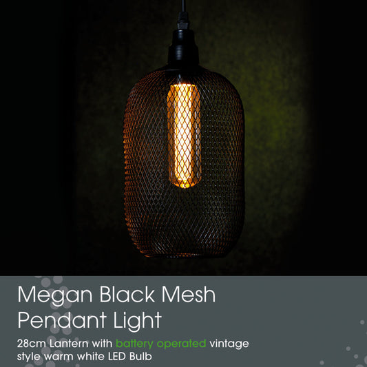 Black Mesh Megan Pendant with The Bulb