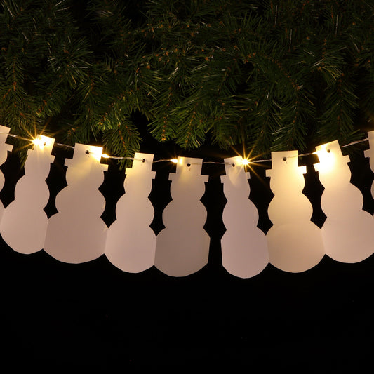 DIY White Snowman Paper Chain - 10 Warm White LEDs