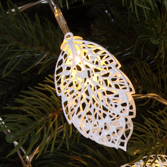 1.9m Warm White Metal Leaf Light Chain - 10 LEDs