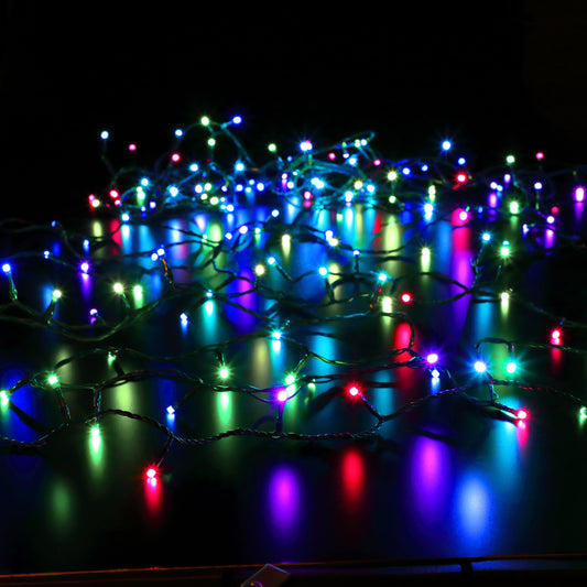 100 Colour Changeable Remote Controlled String Lights with Green Cable