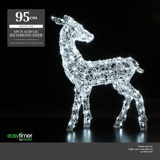 1m Spun Acrylic Richmond Deer - 140 LEDs