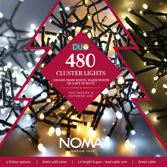 480 Duo Bulb Cluster Lights with Green Cable