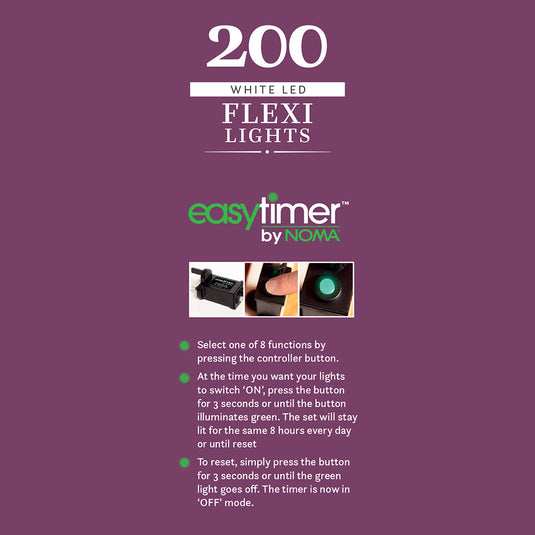 200 White Flexi Wire Lights with Clear Cable