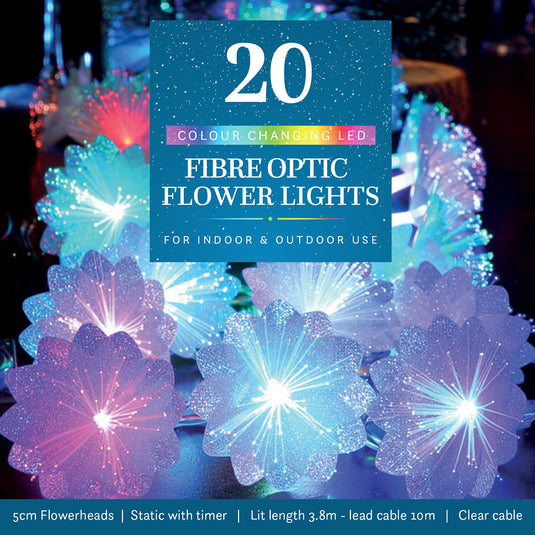 20 Colour Changing Small Flower Fibre Optic String Light