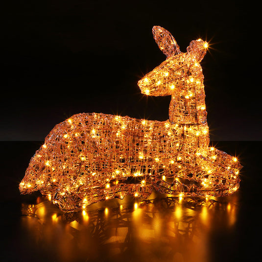 53cm Brown Acrylic Resting Mum Deer - 130 LEDs