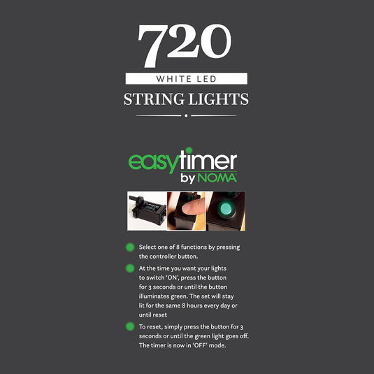 720 White Multifunction String Lights with Green Cable