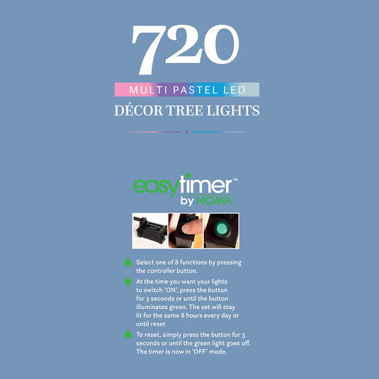 720 Pastel Multifunction Décor Tree Lights with Green Cable