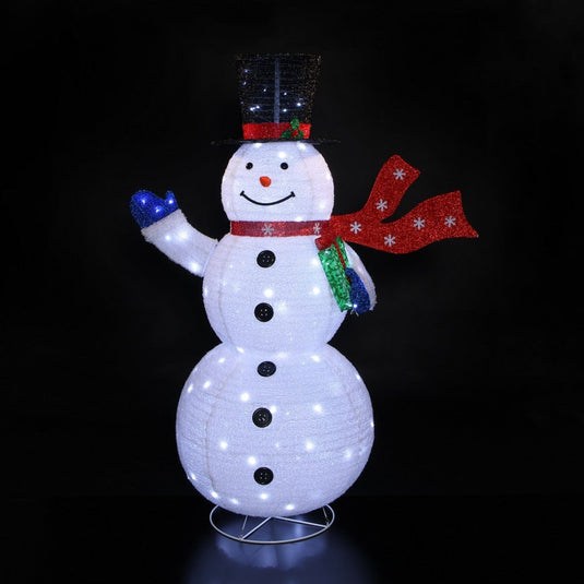 1.8M Pop Up Fleece Snowman - 200 White LEDs