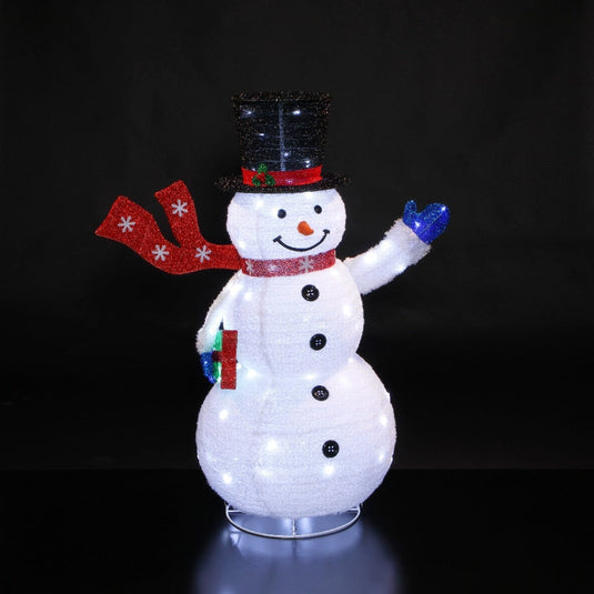 1.2M Pop Up Fleece Snowman - 120 White LEDs