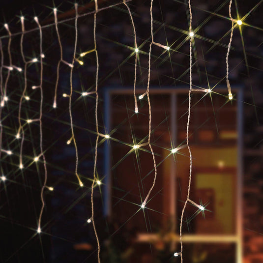 100 Fit & Forget Warm White Multifunction Icicle Lights