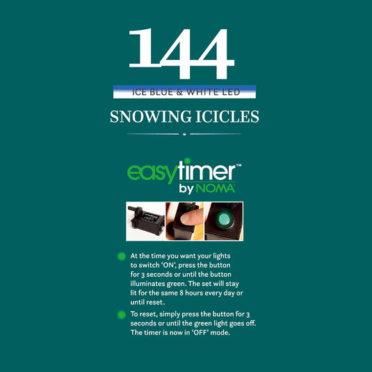 144 White/Ice Blue Snowing Icicles with White Cable