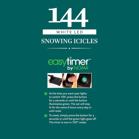 144 White Snowing Icicles with White Cable