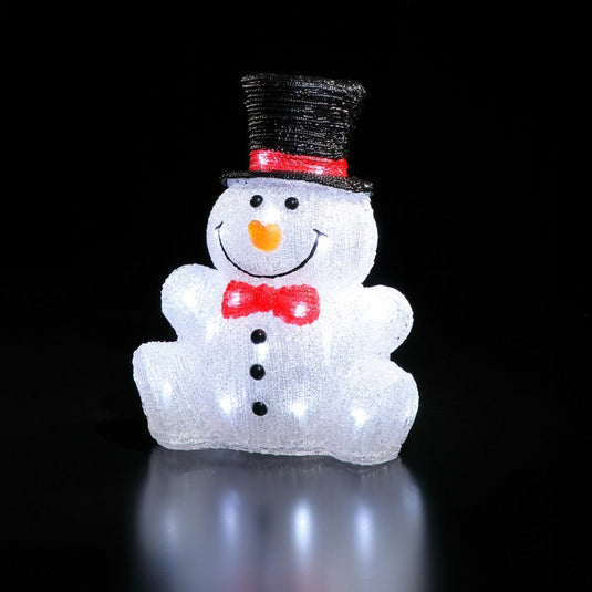 30cm Acrylic Sitting Snowman - 30 White LEDs
