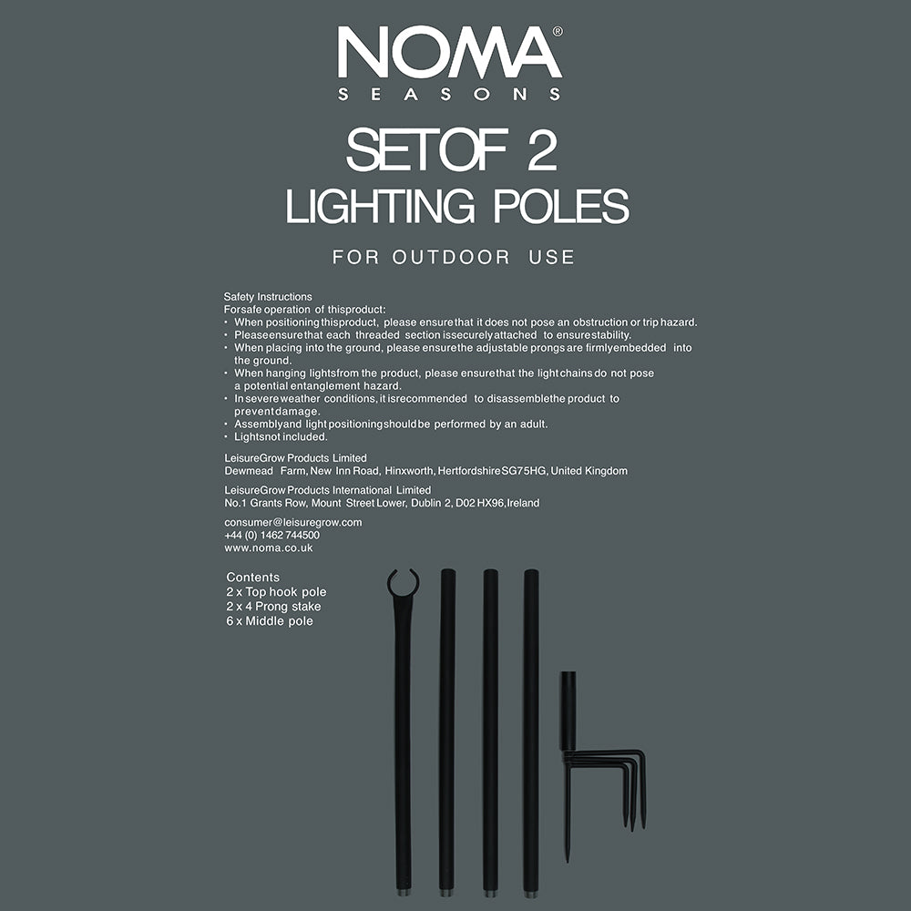 2.7m String Light Poles - Set of 2