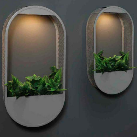 Grey Solar Oval Wall Planter
