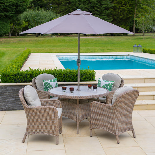 LG Outdoor Bergen 4 Seat Dining Set with Deluxe 2.5m Parasol