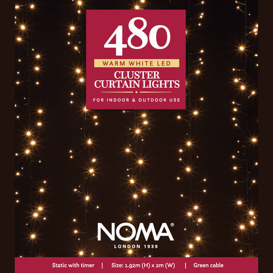 1.92m Cluster Curtain Light - 480 Warm White LEDs