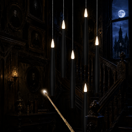 Set of 5 Magic Candles (Black) With Wand