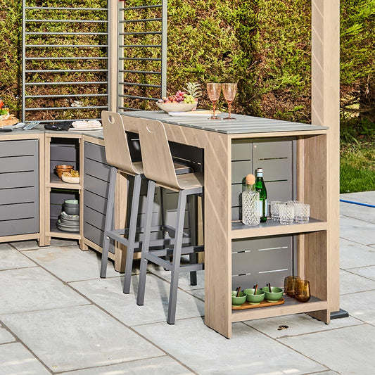 Sanctuary Birch Deluxe Outdoor Kitchen Bar Table and Bar Stools