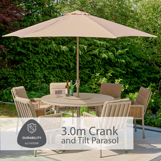 Havana 6 Seat Dining Set with Lazy Susan and 3.0m Parasol