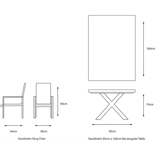 Stockholm 4 Seat Dining Set With Armchair And Deluxe 2.5m Parasol