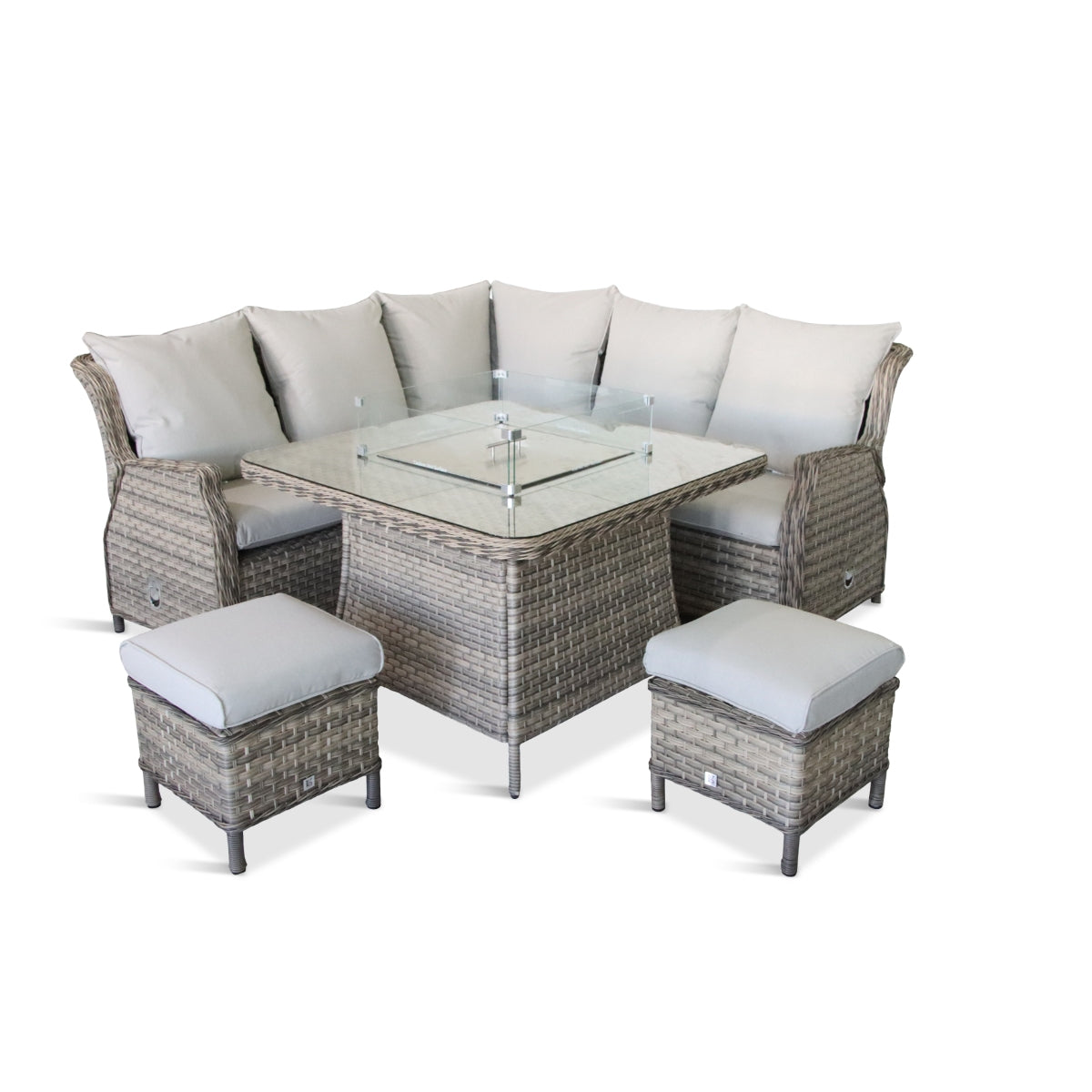 Lyon Compact Modular Dining Set With Gas Firepit Table