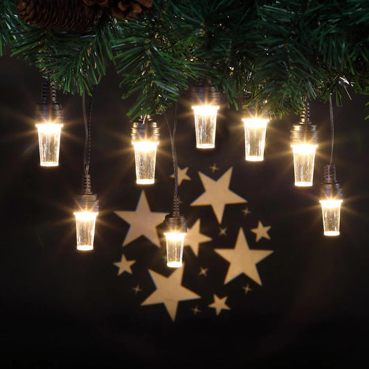 8 Warm White Star Pattern Projector String Lights
