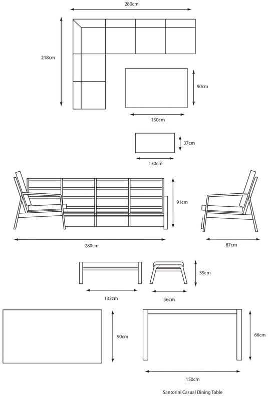 Santorini Dusk Modular Dining Set with Lounge Chair