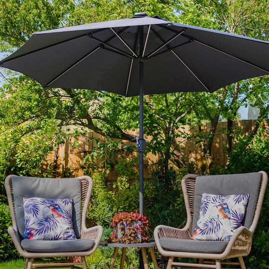 Jasmine Solar-Powered 2.7m Light Up Parasol - Navy