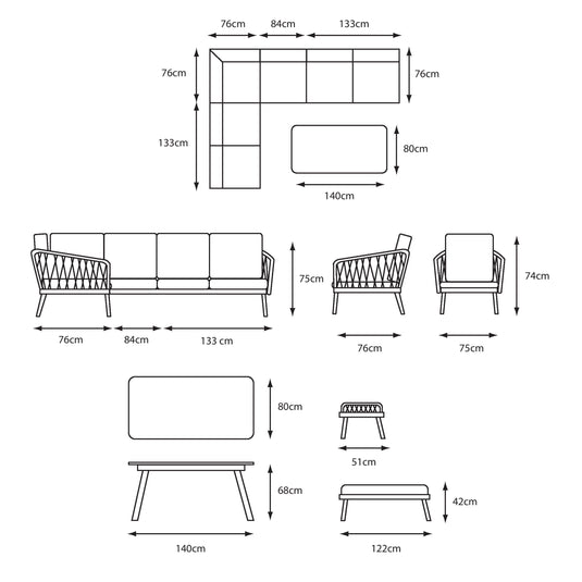 Sarasota Modular Dining Set With Lounge Chair
