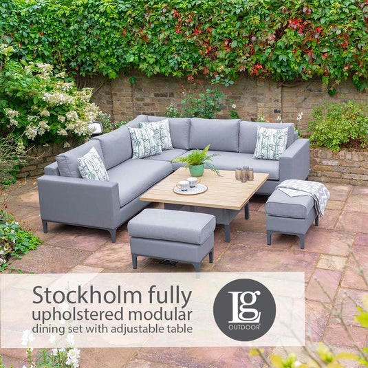 Stockholm Fully Upholstered Modular Dining Set With Adjustable Table